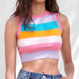 Zara Striped Crop Sweater Tank. Size Large